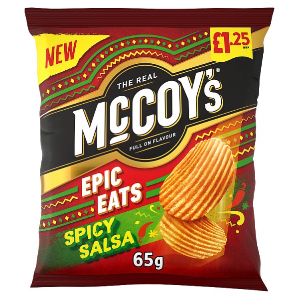 McCoy's Epic Eats Spicy Salsa Flavour Ridge Cut Potato Crisps 65g