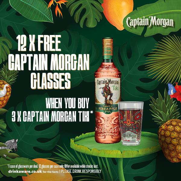 3 x Captain Morgan Tiki Rum & Glass Bundle