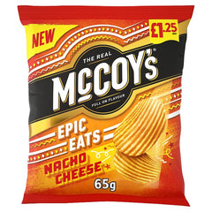 McCoy's Epic Eats Nacho Cheese Flavour Ridge Cut Potato Crisps 65g