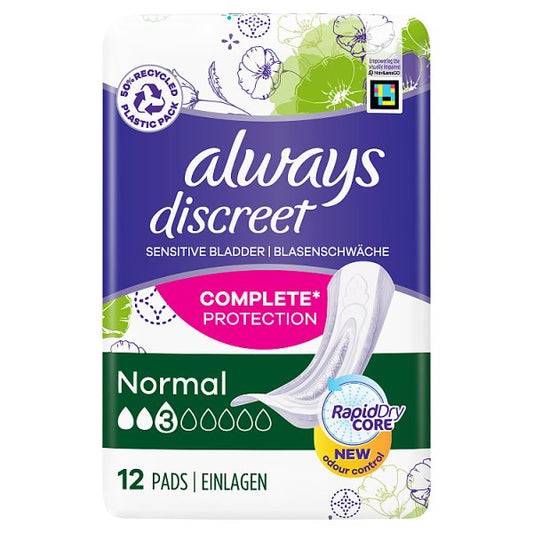 Always Discreet Incontinence Pads Women Normal 12 Count