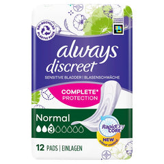 Always Discreet Incontinence Pads Women Normal 12 Count