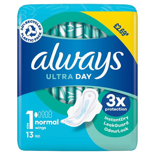 Always Ultra Day Sanitary Towels Normal (Size 1) Wings 52 Pads