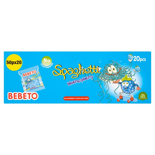 Bebeto Spaghetti Sour Blue Raspberry Soft Candy 70g