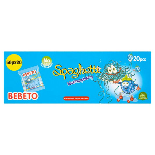 Bebeto Spaghetti Sour Blue Raspberry Soft Candy 70g