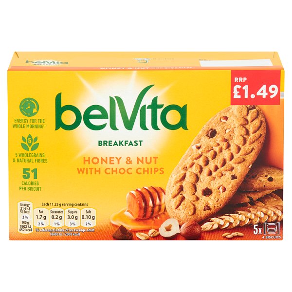 Belvita Breakfast 5 Honey & Nut with Choc Chips 225g