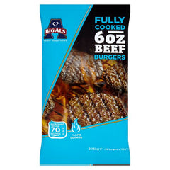 Big Al's Fully Cooked 6oz Beef Burgers 16 x 135g (2.16kg)