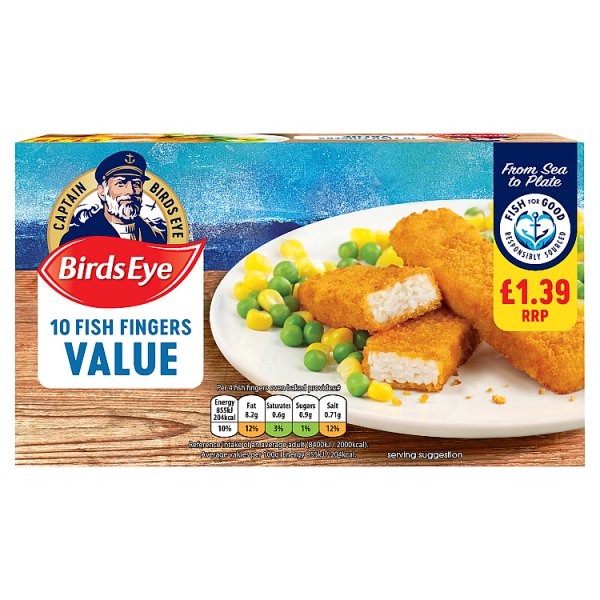 Birds Eye 10 Fish Fingers Value 250g