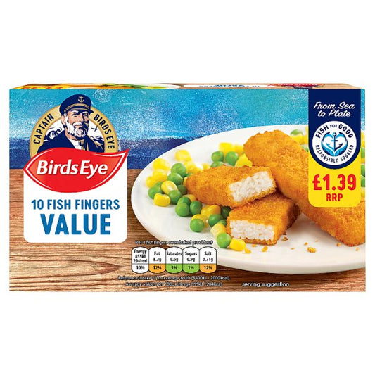 Birds Eye 10 Fish Fingers Value 250g