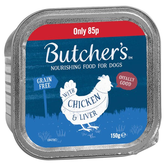 Butcher's Chicken & Liver Dog Food Tray 150g 85p