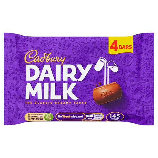 Cadbury Dairy Milk Chocolate Bar 4 Pack 108.8g