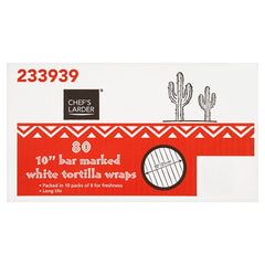 Chef's Larder 80 10'' Bar Marked White Tortilla Wraps