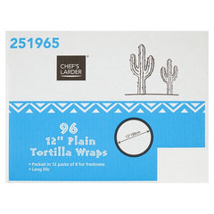 Chef's Larder 96 12" Plain Tortilla Wraps