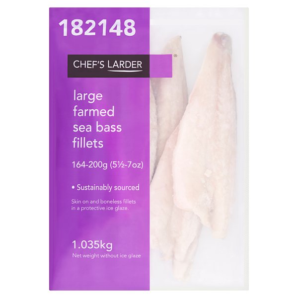 Chef's Larder Large Farmed Sea Bass Fillets 1.035kg