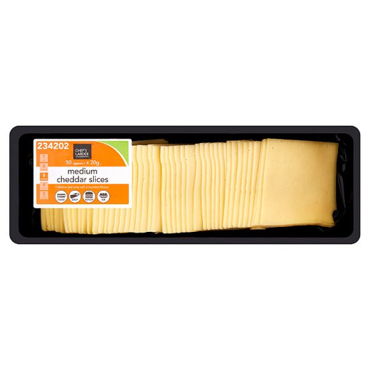 Chef's Larder Medium Cheddar Slices 1kg