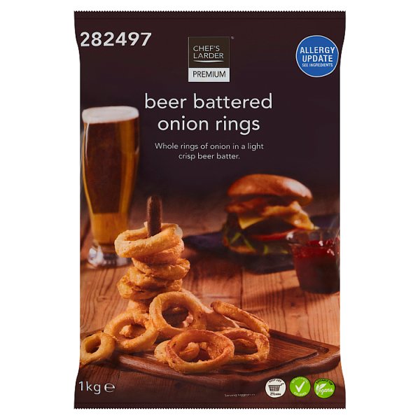 Chef's Larder Premium Beer Battered Onion Rings 1kg