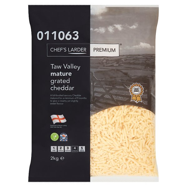 Chef's Larder Premium Taw Valley Mature Grated Cheddar 2kg