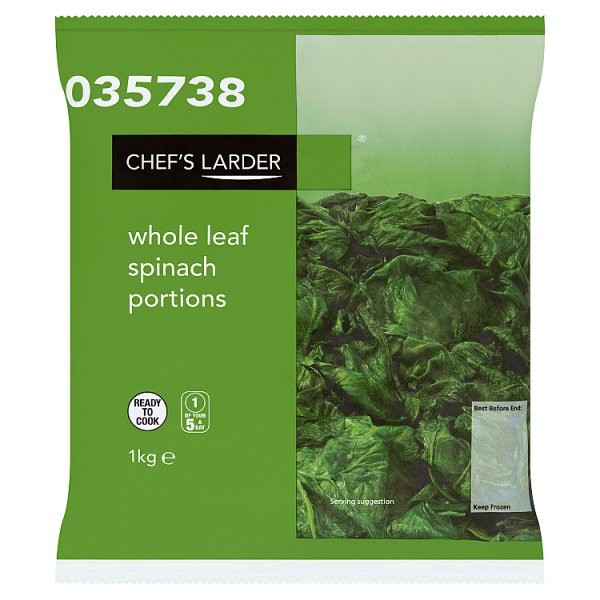 Chef's Larder Whole Leaf Spinach Portions 1kg