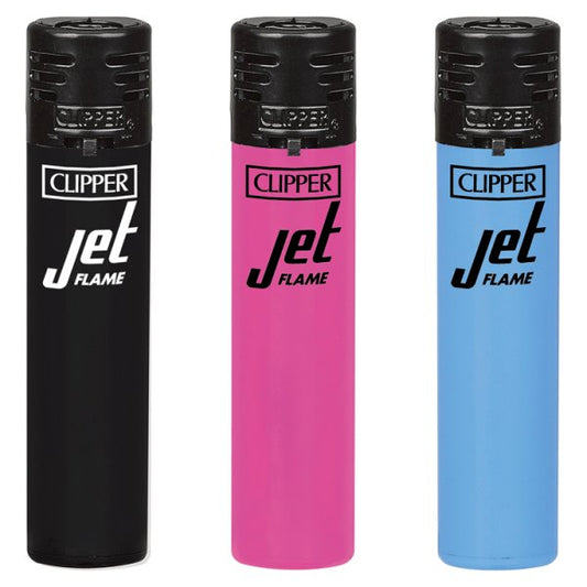 Clipper Jet Flame Lighter Solid Colours Pack of 24