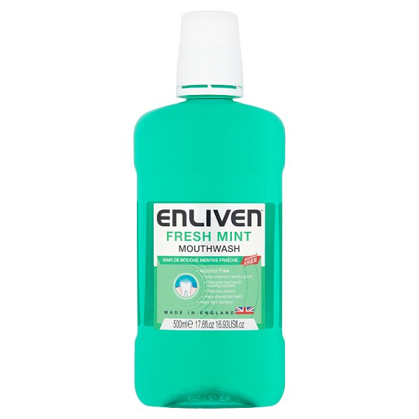 Enliven Fresh Mint Mouthwash Alcohol Free 500ml