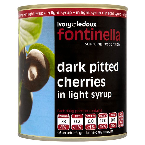 Fontinella Dark Pitted Cherries in Light Syrup 810g