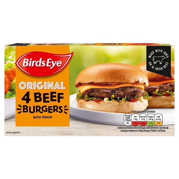 Birds Eye Original 4 Beef Burgers with Onion 227g