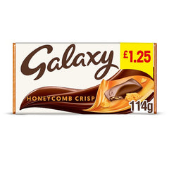 Galaxy Honeycomb Crisp Pieces & Milk Chocolate Block Bar 114g