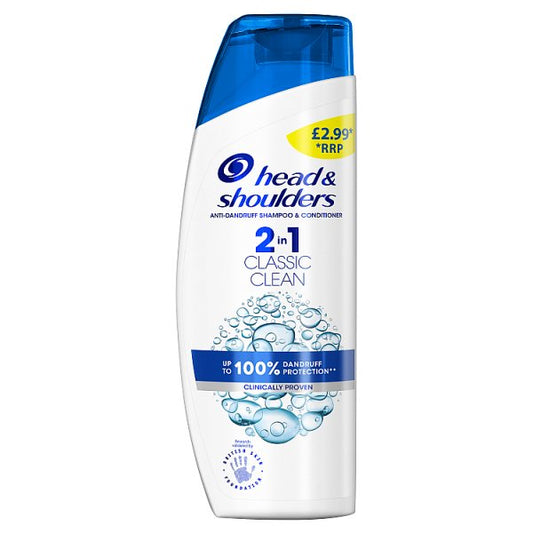 Head & Shoulders Classic Clean Anti-Dandruff 2in1 Shampoo & Conditioner, Up To 100% Flake Protection