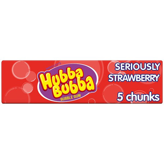 Hubba Bubba Seriously Strawberry Flavour Bubble Gum 5 Chunky Chews