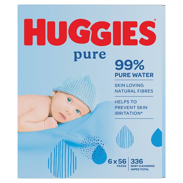 Huggies® Pure Baby Wipes - 6 Packs (6 x 56 Wipes)