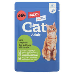 Jack's Cat Adult 100% Complete Cuts in Gravy with Lamb 100g