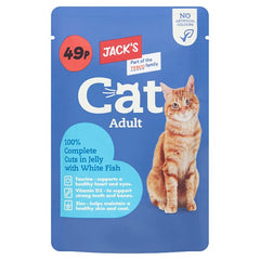 Jack's Cat Adult 100% Complete Cuts in Jelly with White Fish 100g