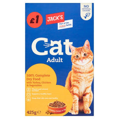 Jack's Cat Adult 100% Complete Dry Food with Turkey, Chicken & Vegetables 425g