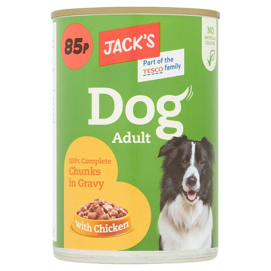 Jack's Dog Adult 100% Complete Chunks in Gravy with Chicken 415g