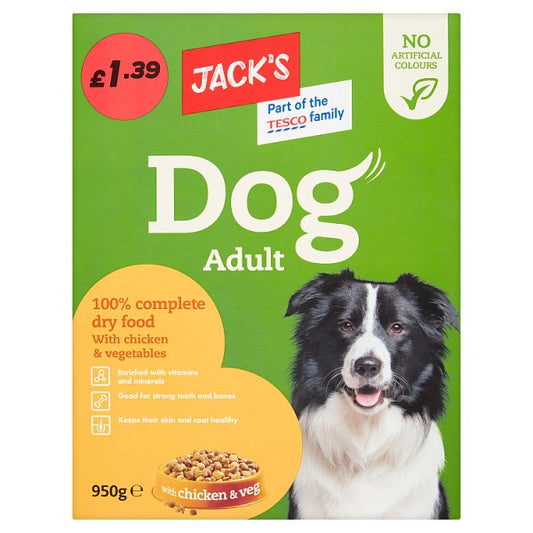 Jack's Dog Adult 100% Complete Dry Food with Chicken & Vegetables 950g