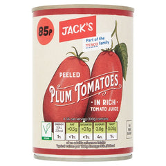 Jack's Peeled Plum Tomatoes in Rich Tomato Juice 400g