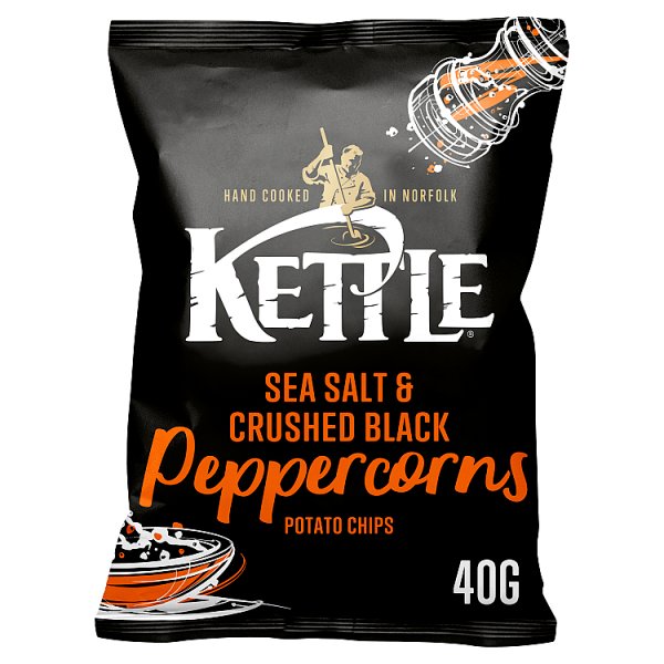 Kettle Sea Salt & Crushed Black Peppercorns Potato Chips 40g