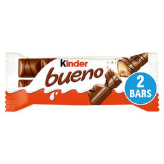 Kinder Bueno Milk Chocolate and Hazelnuts Single Bar 2 Finger 43g