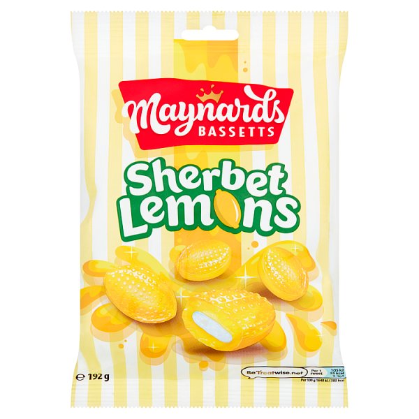 Maynards Bassetts Sherbet Lemons Sweets Bag 192g