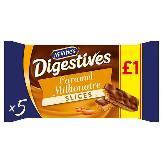 McVitie's Digestive 5 Caramel Slices Cake Snack Bars 109.9g