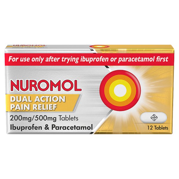 Nuromol Dual Action Pain Relief 200mg/500mg 12 Tablets