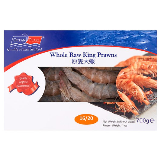 Ocean Pearl 16/20 Whole Raw King Prawns 700g