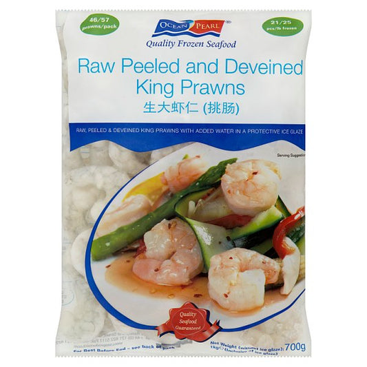 Ocean Pearl 21/25 IQF Raw, Peeled & Deveined King Prawns 1kg (700g net)