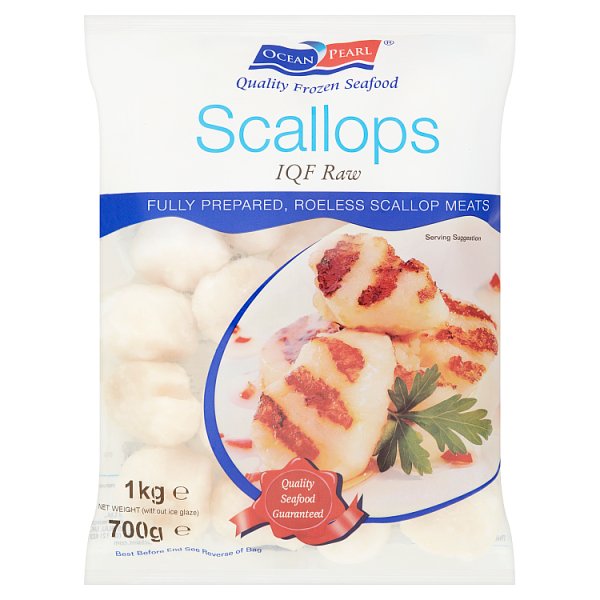 Ocean Pearl U/20 IQF Roeless Scallops 1kg (700g net)