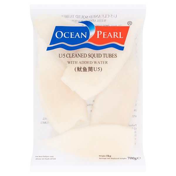 Ocean Pearl U/5 Cleaned Squid Tubes with Added Water 700g