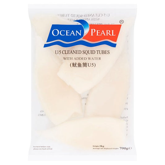 Ocean Pearl U/5 Cleaned Squid Tubes with Added Water 700g