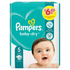 Pampers Baby-Dry Size 5, 23 Nappies, 11kg-16kg, Carry Pack