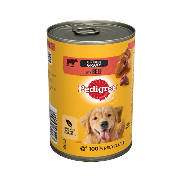 Pedigree Adult Wet Dog Food Tin Beef in Gravy 400g