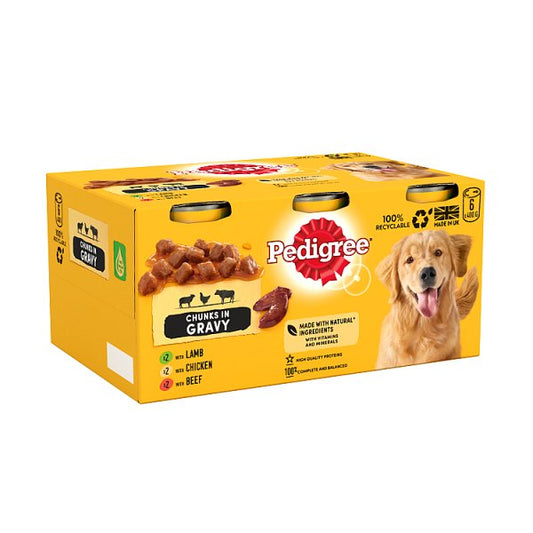 Pedigree Adult Wet Dog Food Tins Mixed in Gravy 400g