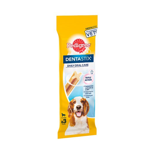 Pedigree Dentastix Daily Adult Medium Dog Treats 3 x Dental Sticks 77g