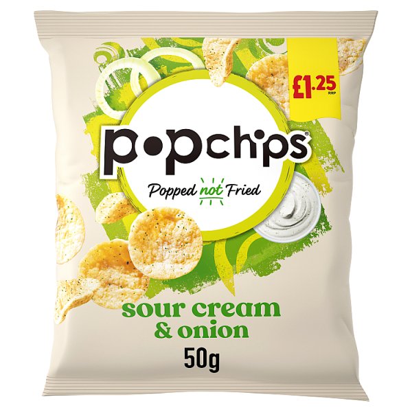 Popchips Sour Cream & Onion Flavour Potato Snacks 50g